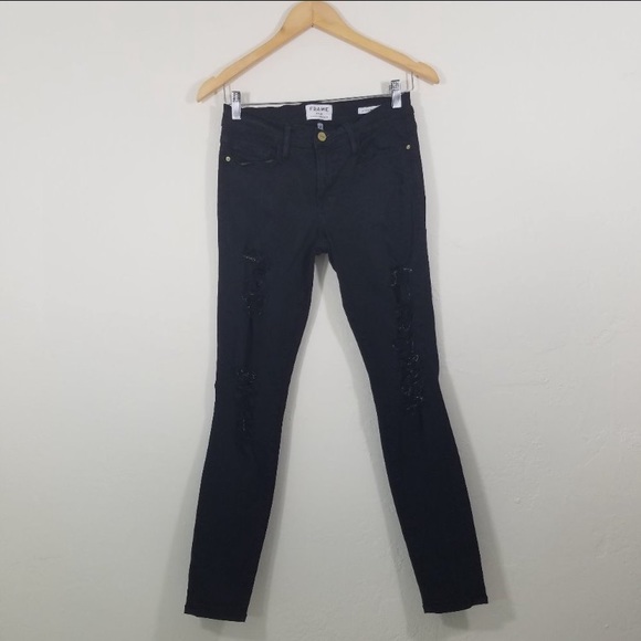 Frame Denim Destressed Skinny Jeans Size 27 - Picture 2 of 8